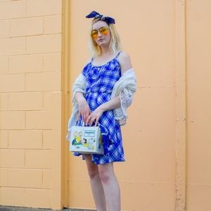 Vintage 90s Blue and White Gingham Plaid Dress